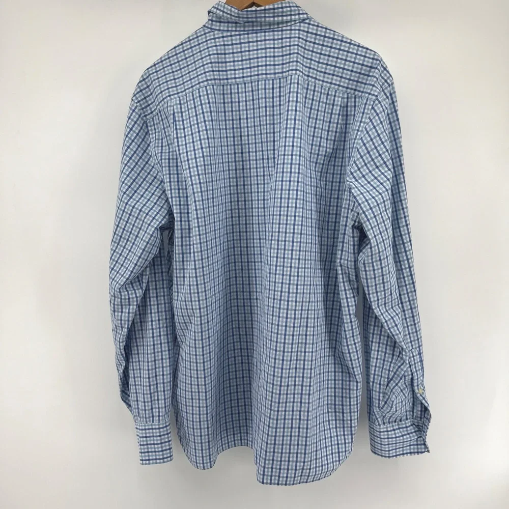 J. Crew Men's Blue Gingham‎ Check Button Down Shirt X Large 2 Ply Cotton